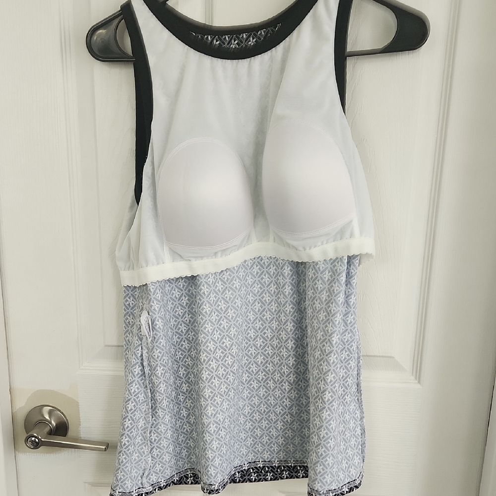 Lands' End Black and White Geometric Swim Top - Picture 4 of 5